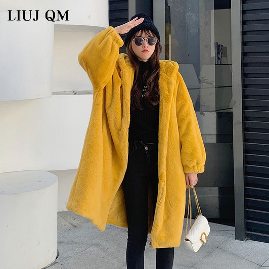 2020 Women Parka Winter clothes New Oversize Faux Fur Coat Thick Warm Long Fur Jacket Hooded Overcoat Plush Coat Winter Jackets|Faux Fur|