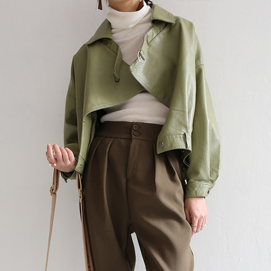 Fitaylor 2020 Loose Pu Leather Batwing Sleeve Vintage Leather Jacket Street Casual Outwear Ladies Biker Leather Coat Multicolor|Leather Jackets|