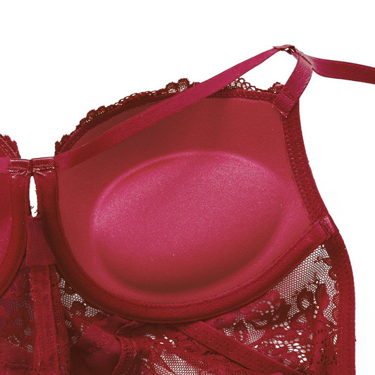 Sexy Body Women Push Up Strappy Cup Underwire Hollow Out Back Floral Pattern Bodysuit Women Lingerie Bra with Openable Crotch|Bodysuits|