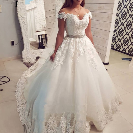 ZJ9183 2019 2020 Cap Sleeve Embroidery Charming Sweetheart White Wedding Dress Custom Made Size Ball Gown Wedding Dresse|Wedding Dresses|