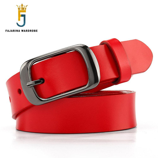 FAJARINA Quality Pure Cowhide Ladies Cow Skin Leather Female Red Belt Fashion Retro Clasp Belts for Women Extended 135cm LDFJ010|belts for women|fashion belts for womenbelt f