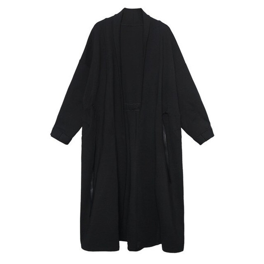 Long Black Coat Women Gothic Spring Coats Parka Plus Size Tunic Windbreaker Female Japan Harajuku Cardigan with Belt|Trench|