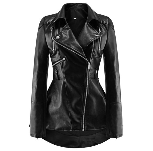 Women Leather Zipper Jacket Swallowtail Wind Ruffle Slim Biker Motorcycle Coat Punk PU Outwear 2020 Fashion Tide|Leather Jackets|