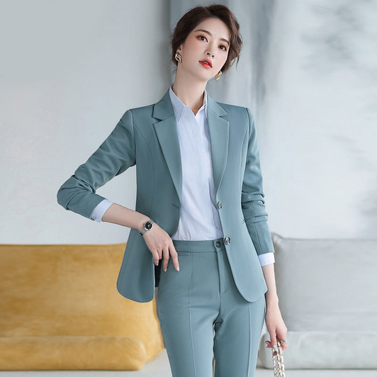 Lady Women Suits Set 2020 Spring and Autumn White Peak Lapel Slim Professional 2 Piece Set Suit Women's Pantsuit Customi Made|Pant Suits|