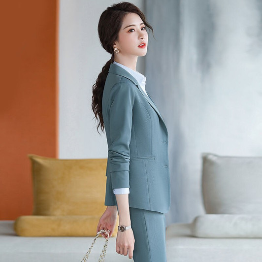 Lady Women Suits Set 2020 Spring and Autumn White Peak Lapel Slim Professional 2 Piece Set Suit Women's Pantsuit Customi Made|Pant Suits|