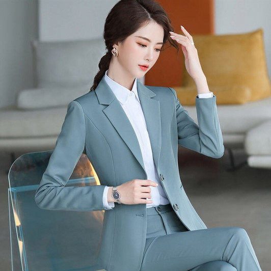 Lady Women Suits Set 2020 Spring and Autumn White Peak Lapel Slim Professional 2 Piece Set Suit Women's Pantsuit Customi Made|Pant Suits|