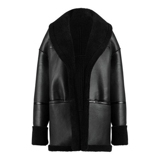 AEL Winter Leather Jacket Women With Fur Collar Wool Lining Warm Coat Streetwear 2020 New Arrival Black And Cream|Leather Jackets|