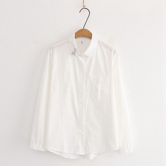 Autumn Shirts Womens Plaid Blouses Dot Stripe Tops Loose College Style Lace Print Female Clothes Students Clothing|Blouses & Shirts|