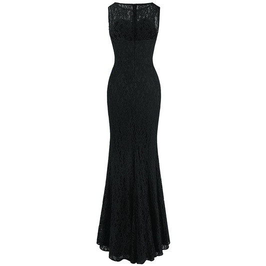 Women's V Neck Lace Evening Dress Pleated Ribbon Mermaid Party Gown