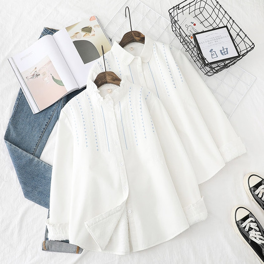 Print Women Blouses Shirts Tunic Womens Tops And Blouse 2020 Womenswear Long Sleeve Clothing Button Up Down Thick Velvet Winter|Blouses & Shirts|