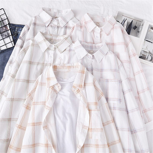 Women Blouses Shirts Tunic Womens Tops And Blouses 2020 New Fashion Long Sleeve Clothing Button Up Down Print Plaid Split Good|Blouses & Shirts|