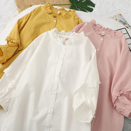 Button Down Shirt For Women Womens Tops And Blouses 2020 Womenswear Clothing Lace New Three Quarter Sleeve Women Clothing Good|Blouses & Shirts|
