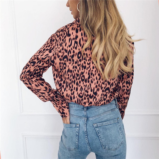 Aachoae Women Blouses Autumn Leopard Blouse Long Sleeve Turn Down Collar Lady Office Shirt Loose Tops Plus Size Blusas Chemisier|Blouses & Shirts|