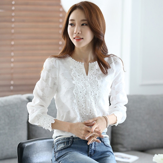 plus size women solid blouse 2020 autumn spring white shirts long sleeve o neck slim office ladies female tops bluzki damskie|Blouses & Shirts|