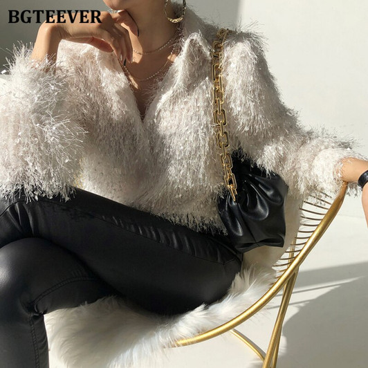 BGTEEVER Soft Turn down Collar Women Tassels Blouses 2021 Spring New Fashion Single breasted Female Shirts Tops Blusas Mujers|Blouses & Shirts|