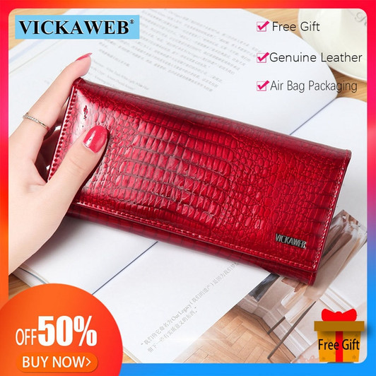 Free Gift Women Leather Wallet Classic Alligator Hasp Long Wallets Female Cards Holder Clutch Bag Fashion Cowhide Ladies Purses|Wallets|