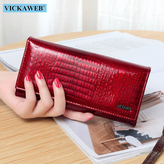 Free Gift Women Leather Wallet Classic Alligator Hasp Long Wallets Female Cards Holder Clutch Bag Fashion Cowhide Ladies Purses|Wallets|