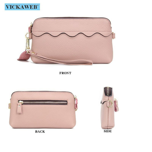 VICKAWEB Ladies Genuine Leather Big Wallet Women Long Wristle Womens Wallets and Purses Zipper Casual Woman Solid Money Purse|Wallets|