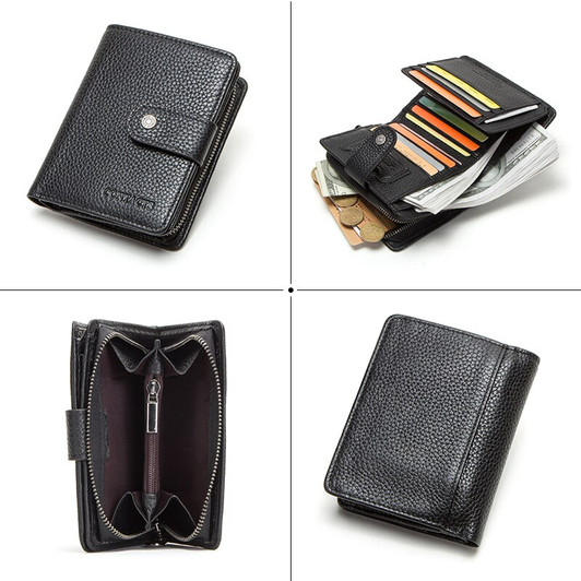 Contact's Genuine Leather Wallet Women Zipper Coin Purses Female Small carteira feminina Walet Lady Wallets For Girls Money Bag|Wallets|