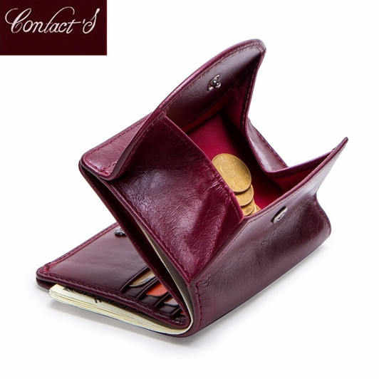 Contacts Genuine Leather small Wallet women short card holder wallets for women hasp coin purse mini Clutch bag portfel damski|Wallets|