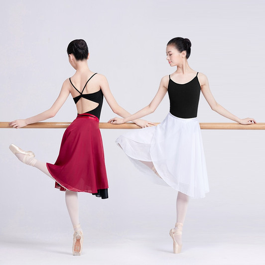 Long Wrap Ballet Skirt Women Lyrical Chiffon Ballet Dress 2 Layers Skirts For Dancing|Ballet|