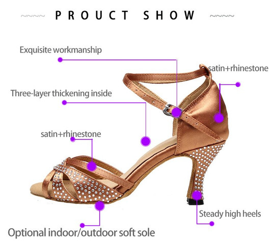 Hot 2020 New Jazz Salsa Ballroom Square Standard Latin Dance Shoes for Women Dancing Teachers Stylish High Heel Satin Sandals|Dance shoes|