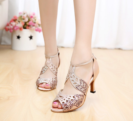 Hot Dropshipping Salsa Jazz Outdoor Indoor Practice Latin Dance Shoes for Women Dancing Ladies High Heels Satin Sandals|Dance shoes|