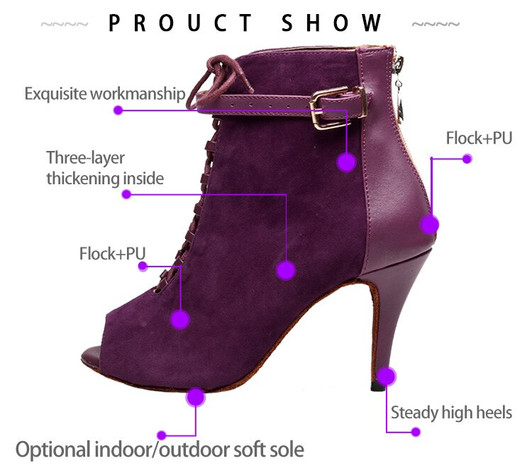 Hot Dropshipping Jazz Salsa Ballroom Square Standard Latin Dance Shoes for Women Dancing Girl High Heels Flock Sandals|Dance shoes|