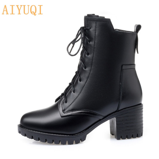 AIYUQI Booties women genuine leather 2020 new winter army boots military Female Martin boots women cow leather boots for women|Ankle Boots|