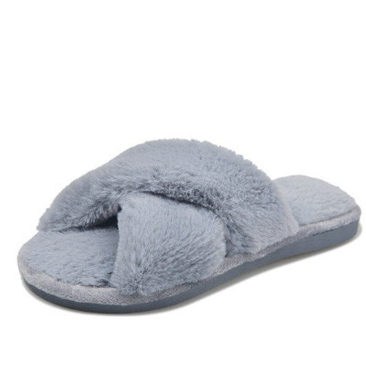 Maomou Slippers for Ladies winter 2020 Flat bottom crossed flip flop thermal cotton slippers for ladies casual shoes wholesale|Slippers|