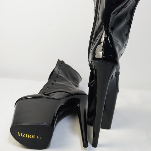 sexy high heels for knightswomen, a pair of black autumn and winter 15 20 cm platform Boots for women, stage show Boots|fish mouth shoes|15 cm high heelsfish mouth