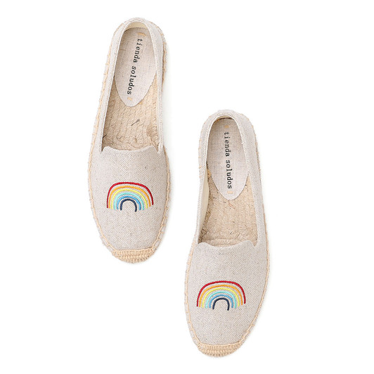 Tienda Soludos Espadrilles For Flat Shoes Sneakers Pearl Slip on For Linen Girl Fisherman Flats Driving Spring rainbow|Women's Flats|
