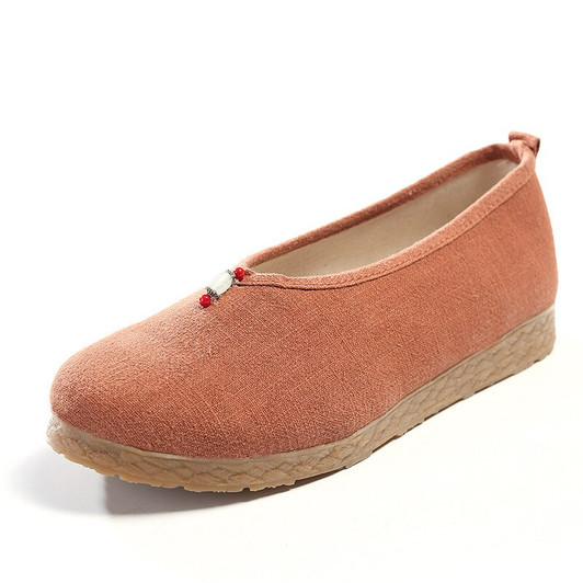 Johnature Cotton Shoes Casual Floral Slip on Round Toe Solid New Spring/Autumn Flats String Bead National Style Women Shoes|Women's Flats|