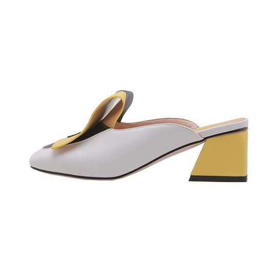 Phoentin Elegant white slippers for woman 5cm middle heel shoes ladies colorful outdoor slipper 2020 summer FT1072|Slippers|