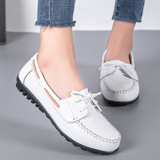 Johnature Lace Up Flats Women Shoes 2020 New Spring/Autumn Round Toe Casual Fashion Shallow Concise Ladies Shoes Plus Size 41 44|Women's Flats|