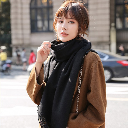 100% Wool Scarf Women Thicken Outdoor Warm Winter Scarves Red Echarpe Shawls Wrap Pashmina Luxury Tassels Cashmere Scarf Foulard|Women's Scarves|