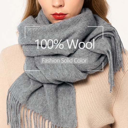Winter 100% Pure Wool Scarf Warm Women Bufanda Wool Shawls Wraps for Ladies Pashmina Foulard Femme Echarpe Grey Cashmere Scarves|brand bandana|shawls and wrapswomen scarf shawl