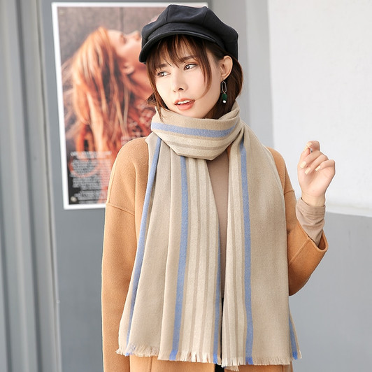 100% Pure Wool Scarf Women Luxury Shawls and Wraps Pashmina Winter Warm Scarves for Ladies Striped Cashmere Scarf Echarpe Femme|Women's Scarves|