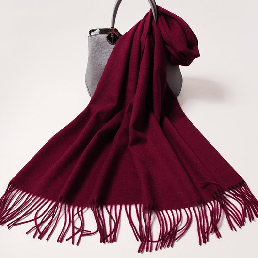 100% Pure Wool Scarf Women Luxury Tassels Red Wool Scarf Thicken Echarpe Warm Shawls Wraps Merino Cashmere Scarf Foulard Femme|Women's Scarves|