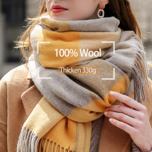 Warm Letter Print Cashmere Scarf For Women Winter Thick Shawl Wrap