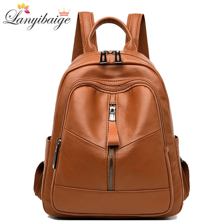 2020 High Quality Leather Backpack Women Large Capacity Travel Backpack Fashion School Bags Lady Shoulder Bags bolsa feminina| |