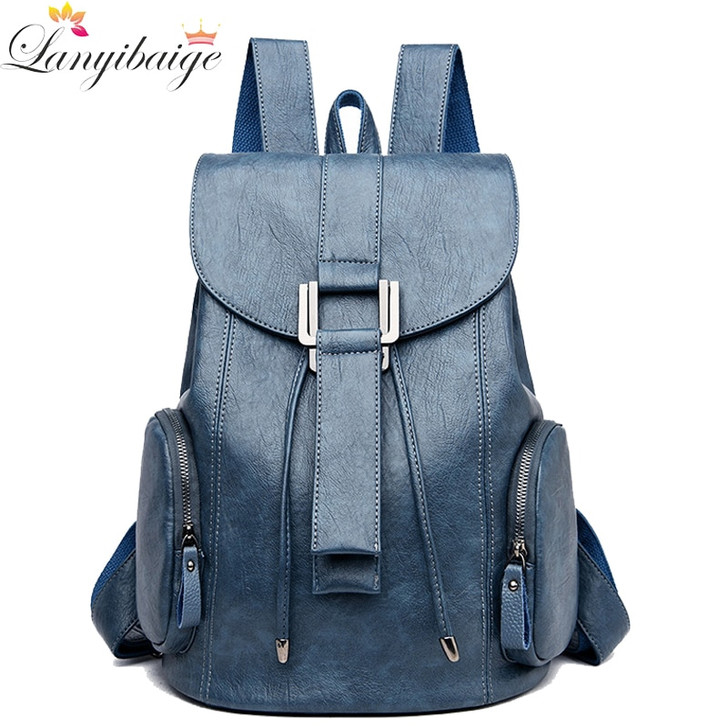 Vintage Women Backpacks Large Capacity Travel Backpack Soft Leather Bagpack School Bags for Girls Designer Shoulder Bags mochila| |