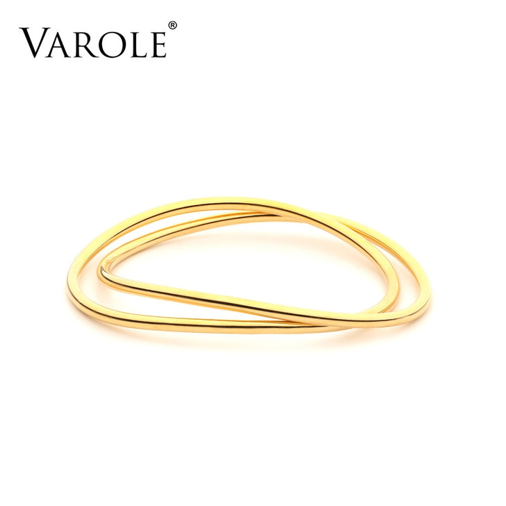 VAROLE Double Line Cuff Bracelets Bangles For Women Accessories Fashion Jewelry Gift Pulseras Dropshipping|Bangles|