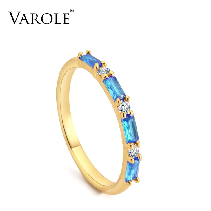 VAROLE Shiny Colorful Crystal Ring Love Finger Rings for Women Cute Wedding Ring Fashion Jewelry Wholesale|Wedding Bands|