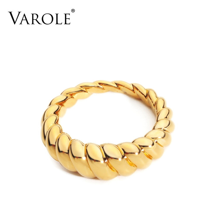 VAROLE Twist Ring Gold Color Rings For Women Accessories Finger Fashion Jewelry Gifts Bague Anillo Jewellery|Rings|