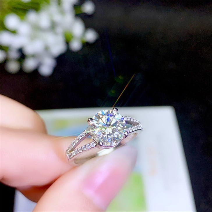 925 Sterling Silver Ring 1ct 2ct VVS Round Cut Classic Style Lab Diamond Jewelry For Women Engagement Party Gift Moissanite ring|Rings|