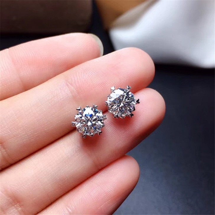 Moissanite Stud Earrings 0.5CT 1CT VVS Lab Diamond Test Passed Wedding Party Anniversary Gift For Women Real 925 Sterling Silver|Stud Earrings|