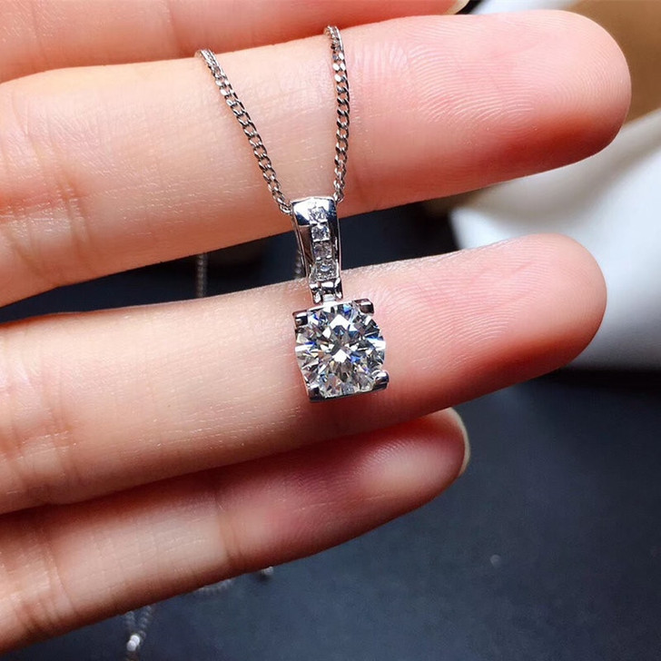 Moissanite Pendant 1CT VVS Lab Diamond Fine Jewelry for Women Wedding Party Anniversary Git Classic Style 925 Sterling Silver|Pendants|