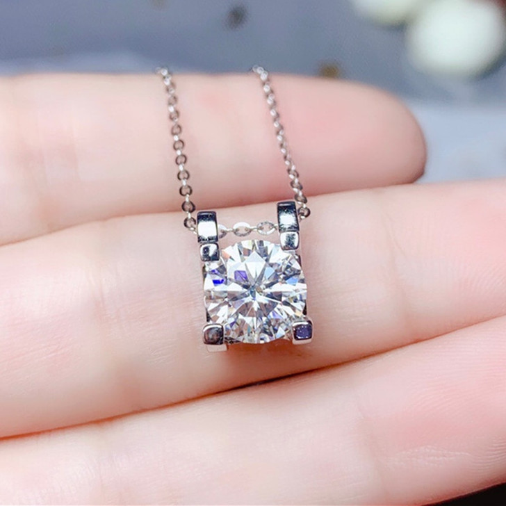 LeeChee Moissanite Pendant 0.5CT 1CT 2CT 3CT VVS Lab Diamond with Certificate Classic Style Necklace Real 925 Sterling Silver|Pendants|
