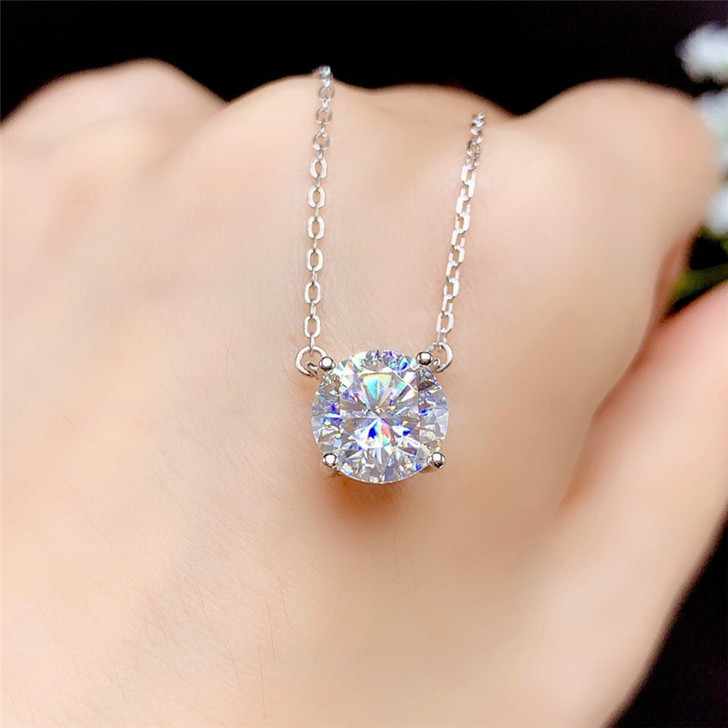 Moissanite Necklace 0.5CT 1CT 2CT 3CT VVS Lab Diamond Pendant Silver 925 for Women Wedding Party Anniversary Gift Simple Charms|Necklaces|